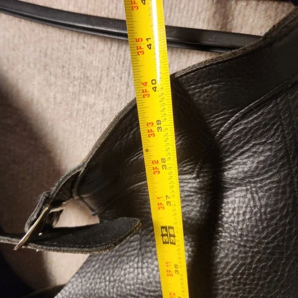 Black Leather Motorcycle Biker Chaps Protective Riding Gear Western Wear - Picture 6 of 7